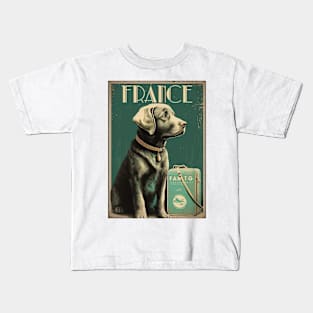 France Dog Vintage Travel Art Poster Kids T-Shirt